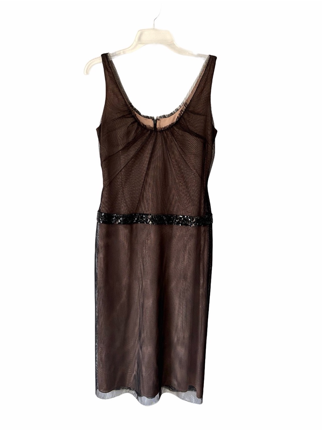 Vintage Y2k Hp Vera Wang Mesh Tulle Nude Deco Sequin Dress Size 8 Cocktail